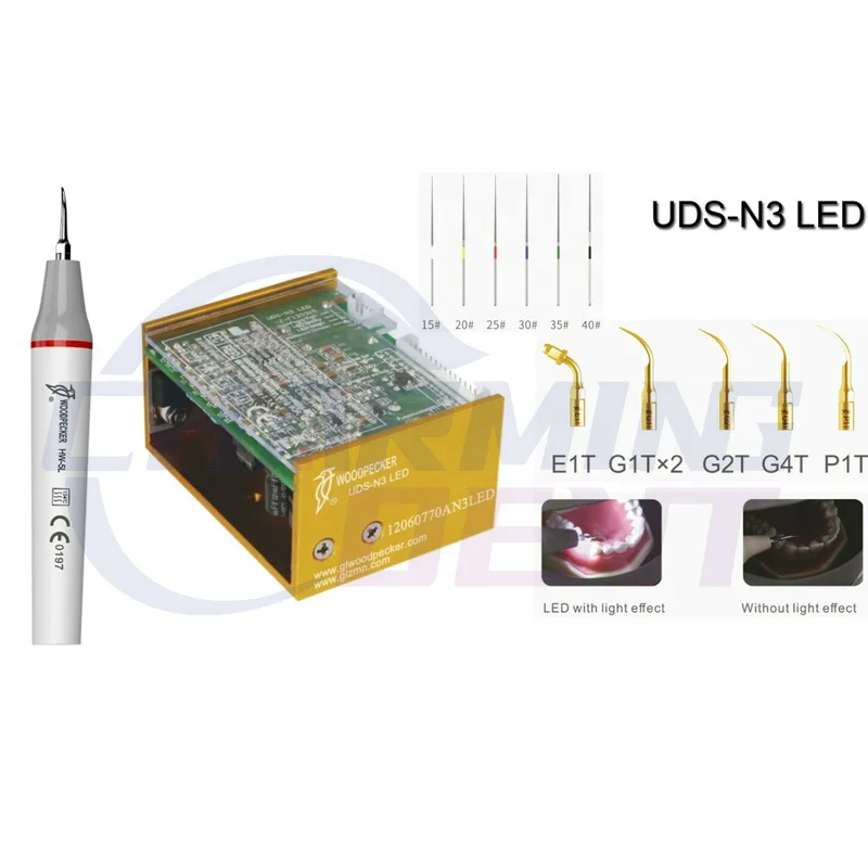 Dent al ultrasonic scaler woodpecker UDS N3 LED / Cavitron piezo scaler with 6 scaling tips