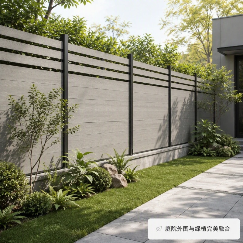 wlb-a Customized second generation co-extruded plastic wood fence garden courtyard aluminum alloy wood plastic board wpc fence