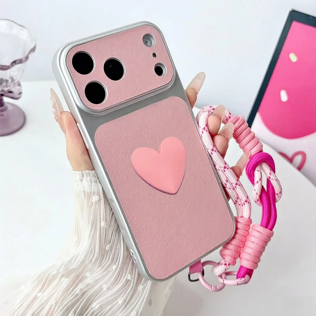 3D Love Heart Litchi Textured PU Leather Phone Case For Samsung A13 A23 A33 A53 A73 A12 A22 A32 A52S With Lanyard Cover