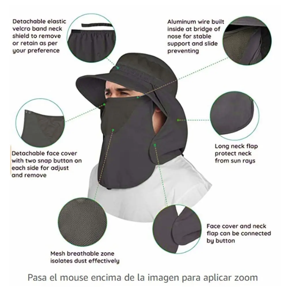 Musim Panas Luar Ruangan Cepat Kering Topi Memancing Bersirkulasi Matahari Topi Nelayan Desain Lipat Topi Tali Tahan Angin