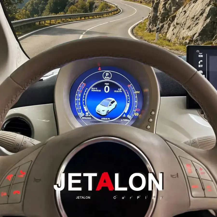 New Carplay 7inch Instrument Cluster LCD For Fiat 500 2007-2024 Android Auto Digital Speedometer Virtual Cockpit Dashboard Panel