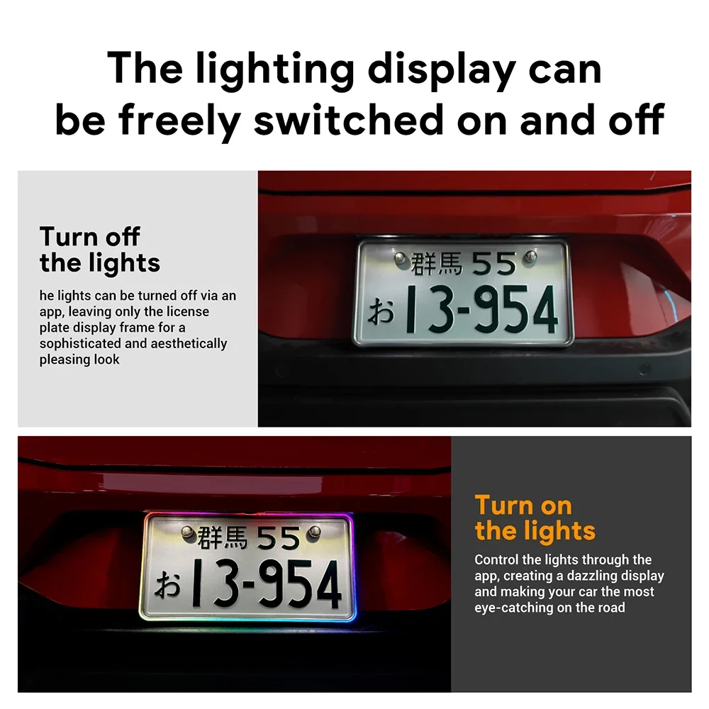 

For Japan Car Color LED License Number Plate Light Electroplated ABS Version App Colorful with Brake Warning Function Accessorie