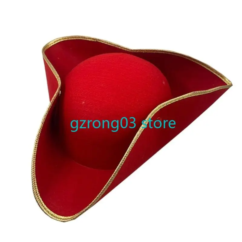 127C Chapéu Tricórnio Colonial Engraçado Halloween Proformances Carnaval Chapéu Pirata para Adulto