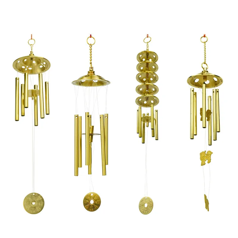 Five-layer Copper Wind Chime Brass Eight Trigrams Wealth Attracting Copper Bell Living Room Entrance Door Pendant Geomancy Decor