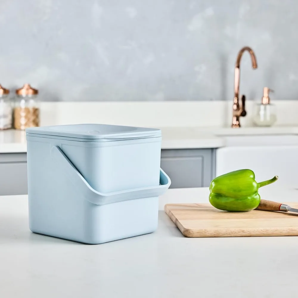 

кухонная корзина для компаса – настольная корзина для пищевых отходов с легким протиранием для очистки интерьера – сделано в Великобритании — 3,5л (0,9 гал.) (слано-синий)