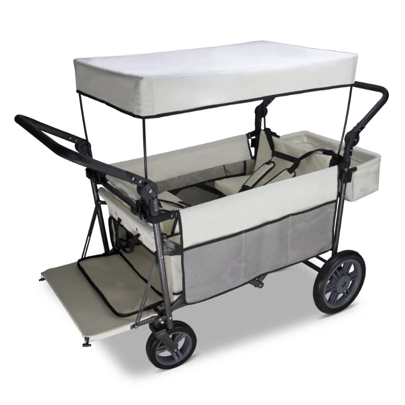 high-quality folding station wagon with adjustable handle stroller, transport station wagon with seat and seat belt