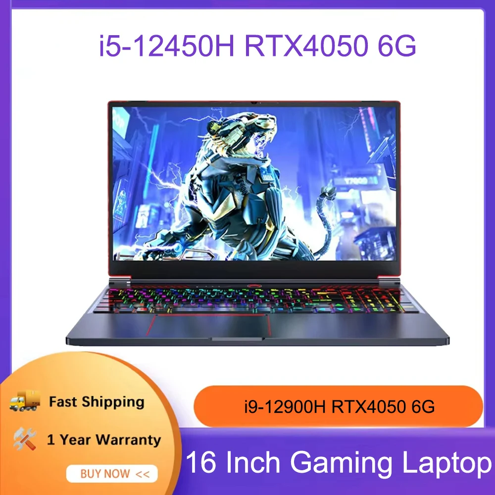 كمبيوتر محمول للألعاب مقاس 16 بوصة RTX4050 6G Intel Core i9-12900H i5-12450H Windows11 for Max 32GB 2 * DDR5 2 * M.2 NVME 2TB SSD WiFi