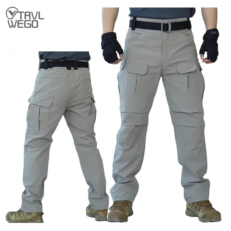 TRVLWEGO Men's Tactical Pants Hiking Water Resistant Ripstop Cargo Pants Outdoor Lightweight EDC Work Hiking Trousers