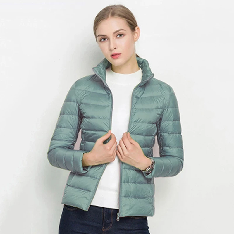 Winter Women Ultra Light Down Jackets Fashion Lady White Duck Down Coats Girls Stand Collar Windbreaker Warm Jackets Clothing