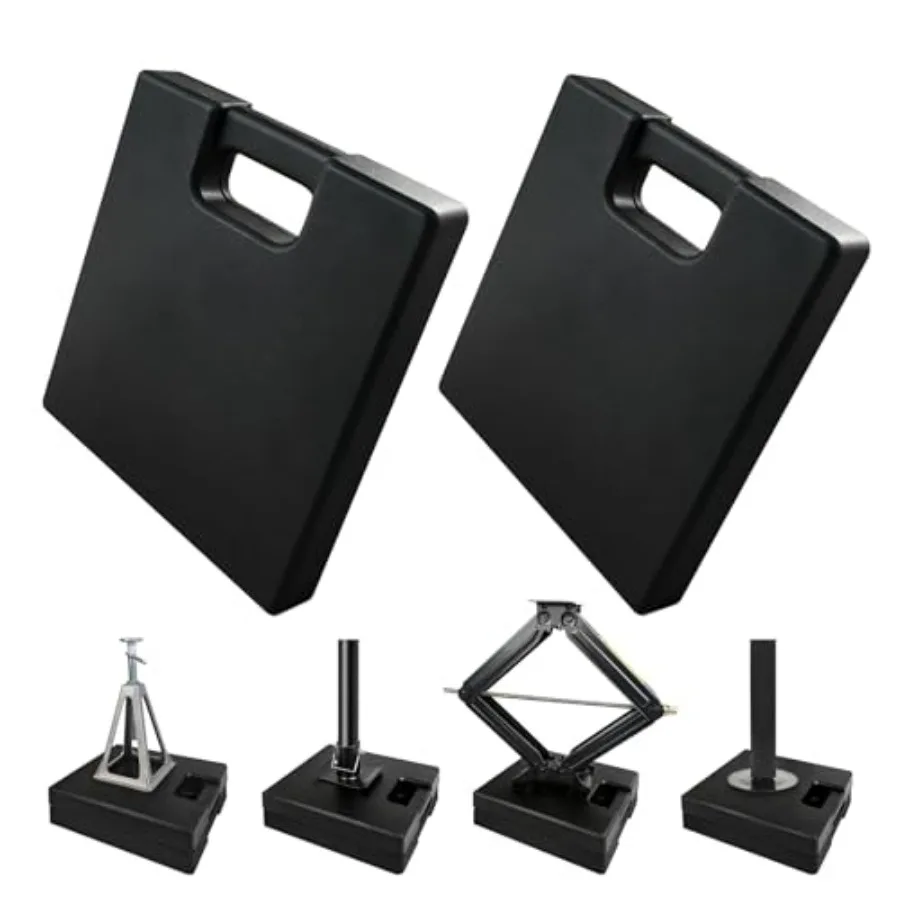 2-Pack Rubber RV Jack Pads with Handle for Uneven Ground Gravel Asphalt Dirt Grass 13.7 x 11.8 x 1.8 Weather-Resistant Stabiliz