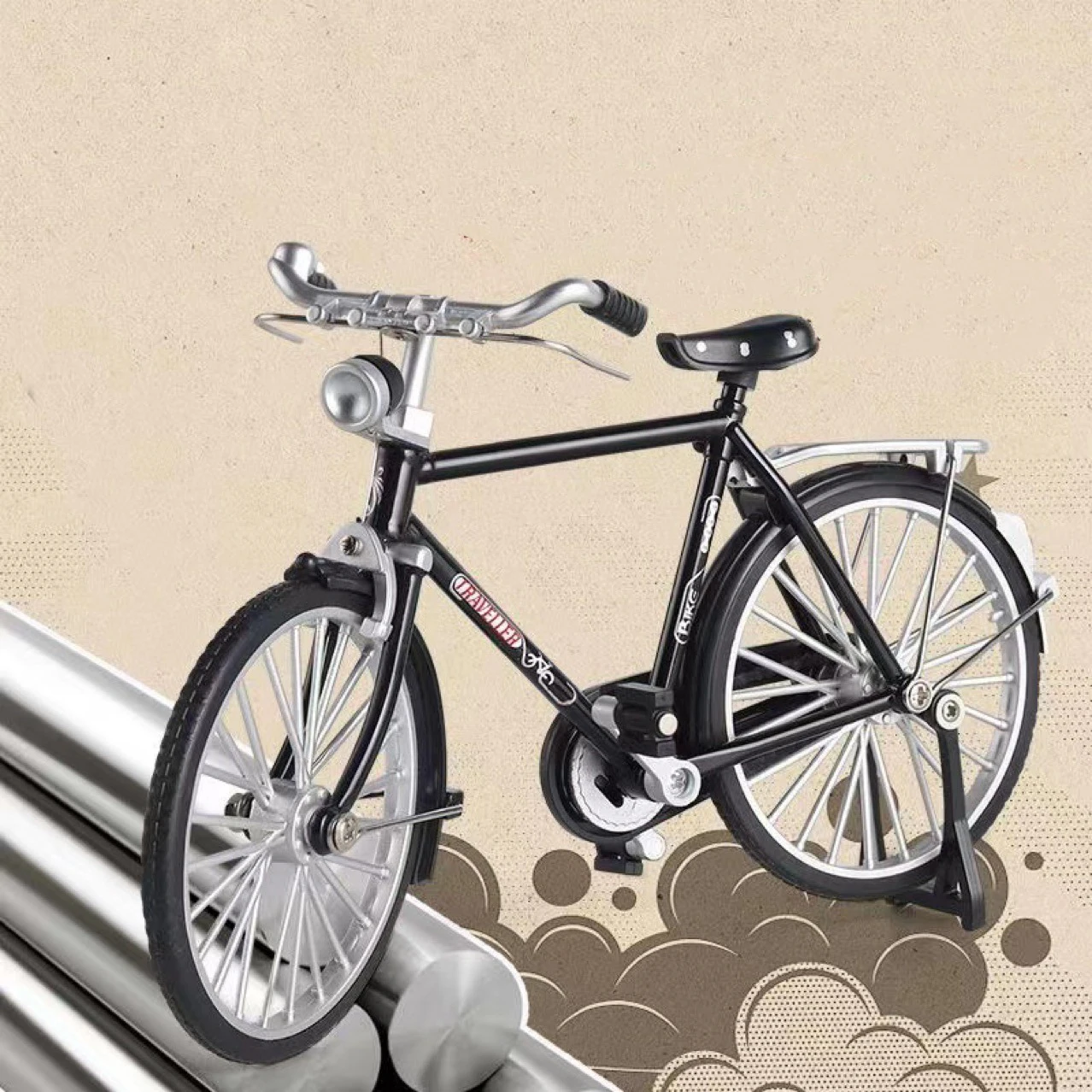 

Retro Classic Two Eight Big Bar Bicycle Toy Model Alloy Car Simulation Nostalgia Bicycle Desktop Ornament Crafts