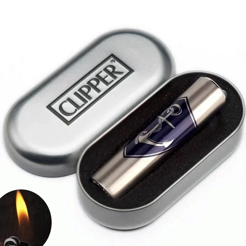 Nieuwe Clipper Spades Een Draagbare Slijpschijf Flint Opblaasbare Aansteker Metalen Vuurloze Butaangas Jet Aansteker met Geschenkdoos