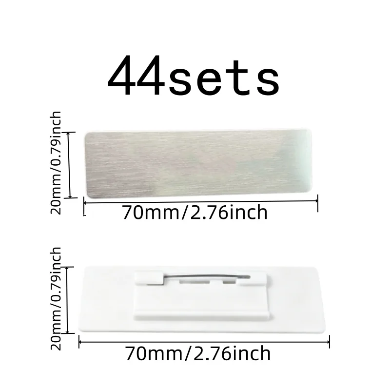 Smooth Writable Area Name Tag Brooches 44 pcs, perfect for Event Staff Badges, Metal Pin Backing, Multipurpose