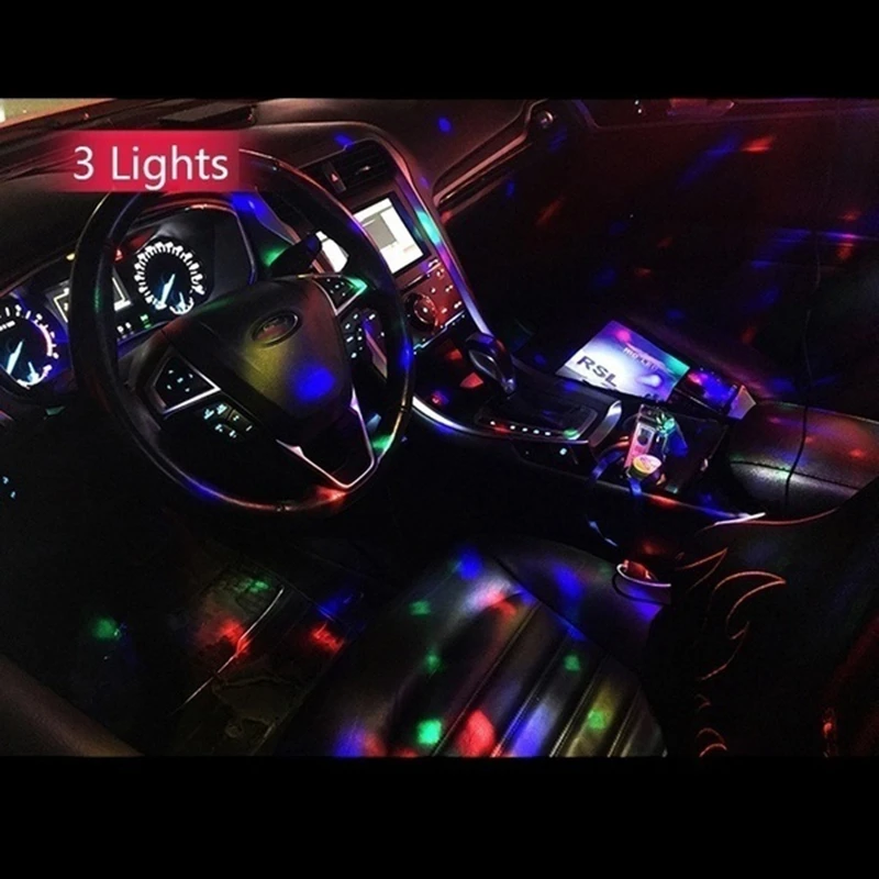 【~ Novo FDDT】Lâmpada de Iluminação Interior de Carro LED USB Multicolorida, Luz de Ambiente, Lâmpadas Neon, Luz DJ com Sensor de Som