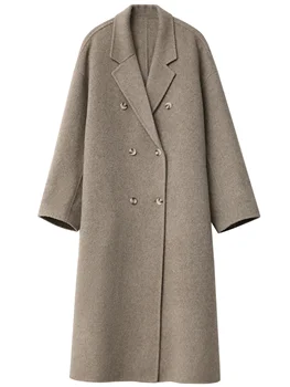 CHIC VEN Women Woolen Coat Double-breasted Basic Loose Casual Retro New Long Double-sided Female Overcoat Autumn Winter 2026 5