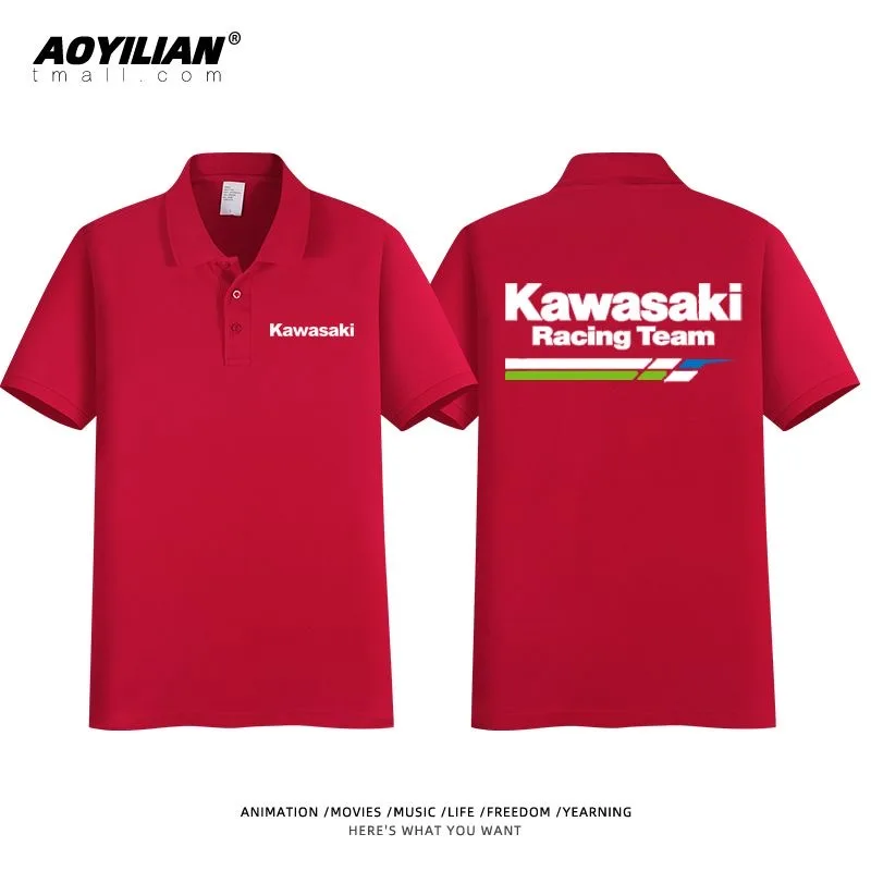 New all-match Kawasakis motorcycle short-sleeved polo shirt for men and women racing fans t-shirt cycling half-sleeved clothes