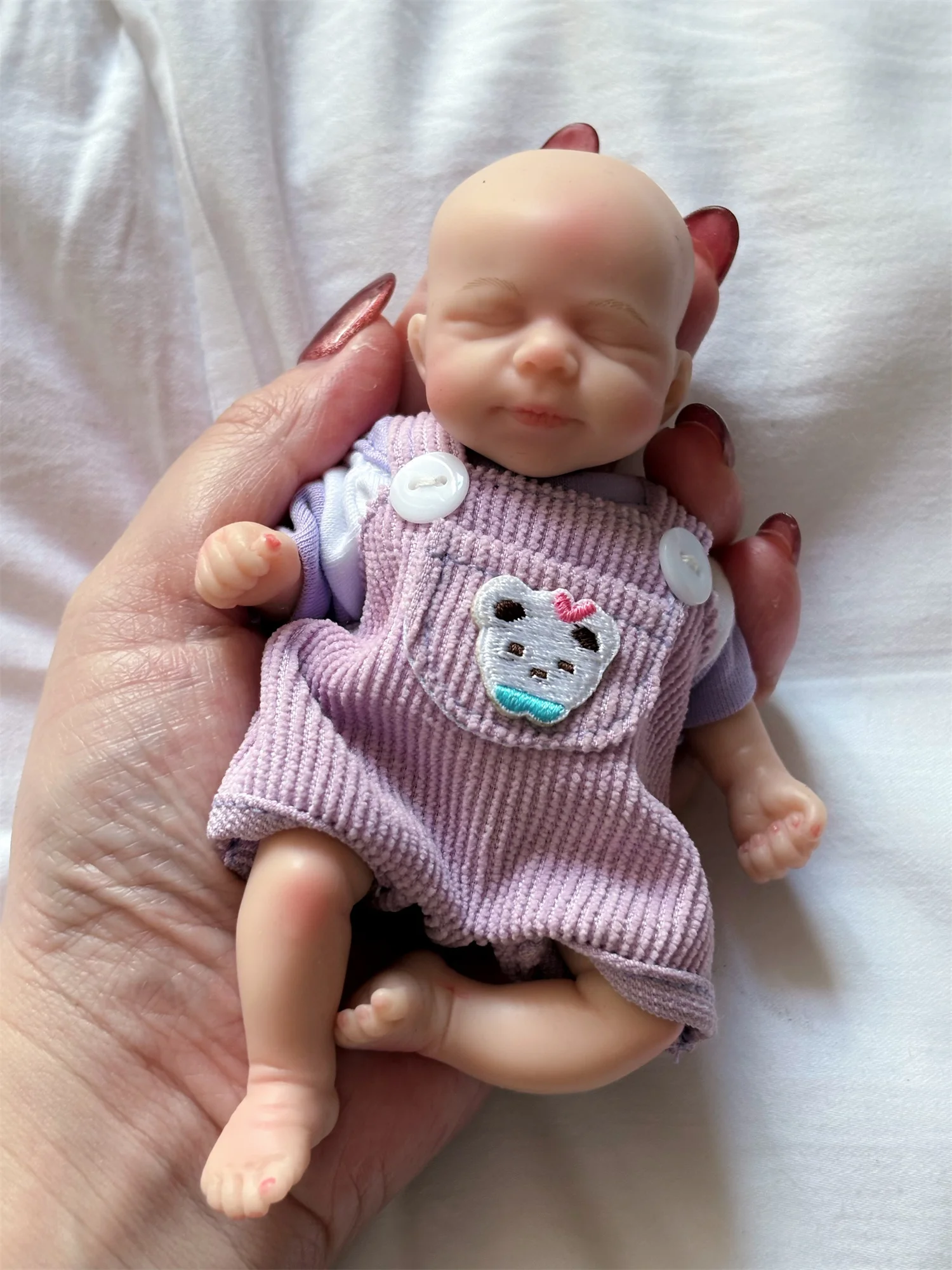 6 Inch Mini Sleeping Pascale Silicone Reborn Bebe Girl Doll With Painted Bald Handmade Flexible  bebe Reborn doll For kid's Gift