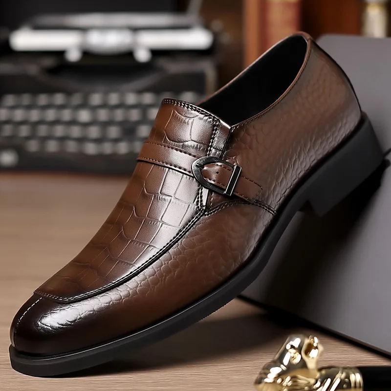Men Social Shoes Leather Casual Spring Autumn Pointed Toe Dress Shoes Man High Quality Fashion Party Legitimate Suit Men's Shoes