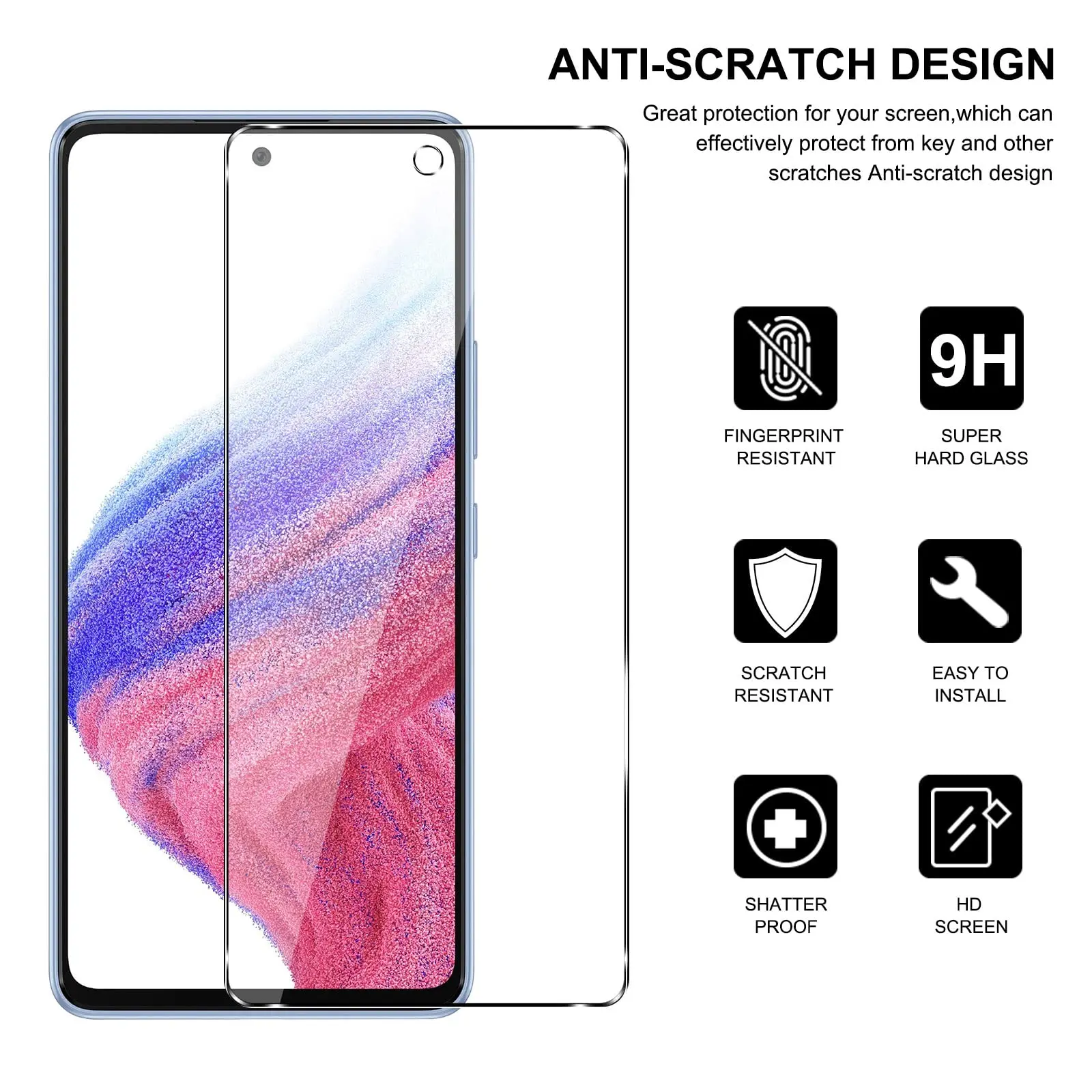 Für Samsung Galaxy A53 5G 6,5 Zoll Displayschutzfolie Gehärtetes Glas Kristall Glimmer 9H Schutz HD Klar Transparent Anti Scratch – Detail 7