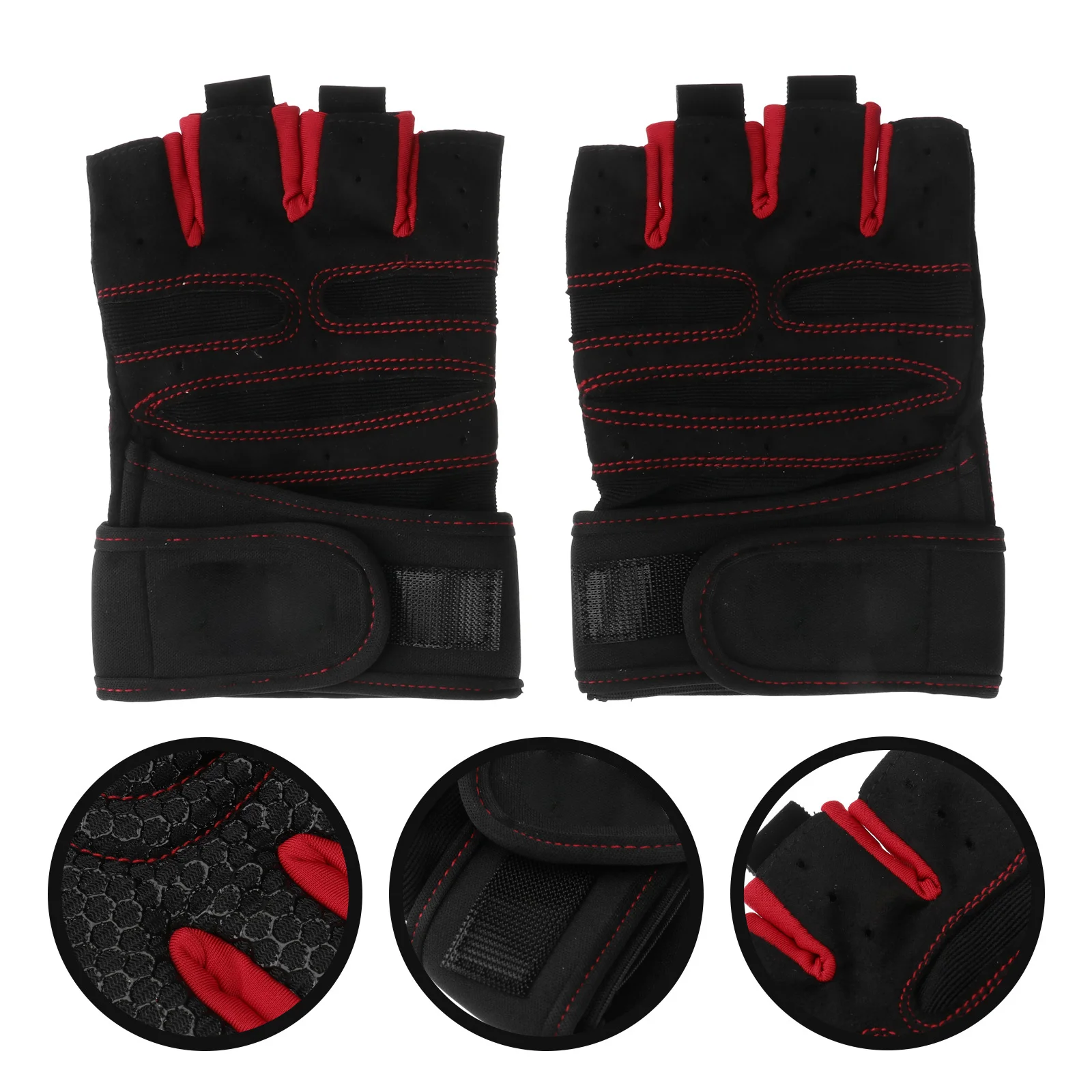 

Red Size Xl Men Half-Finger Gloves Durable Comfortable Breathable Elastic Anti-Slip Shock-Absorbing for Fitness Weightlifting