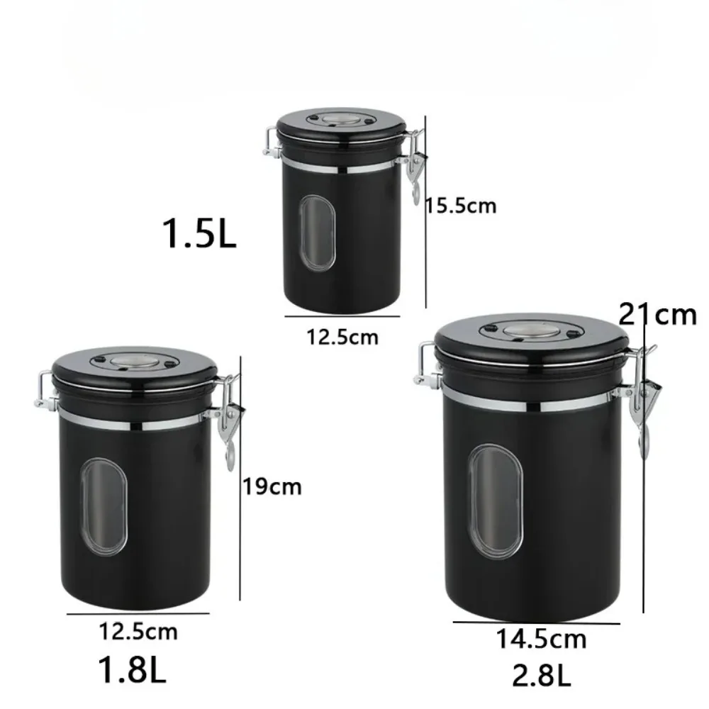 Coffee Canister Airtight Stainless Steel Coffee Bean Storage Container with Valve Date Tracker Window Kitchen Organizer