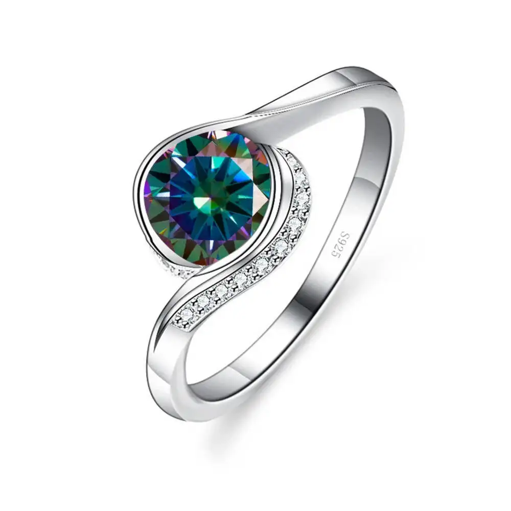 

New In Twist Style Moissanite 1CT Round Cut Rings Jewelry For Women GRA Certified VVS1 D-Color Round Cut Wedding Bands