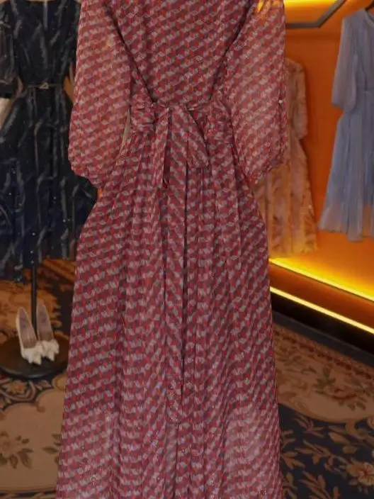 تنورة Ele Summer Dr النسائية ذات الخصر العالي على شكل حرف a من قماش الشيفون الناعم مطبوعة على شكل حرف V كاجوال فاخرة من Age-Defng