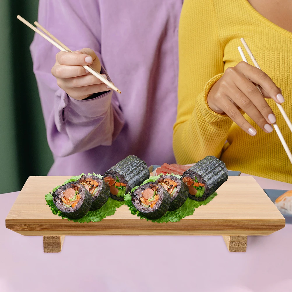 

Bamboo Serving Tray Handmade Wood Sushi Plate For Sashimi Snack Cake Dessert Appetizer Japanese Stair