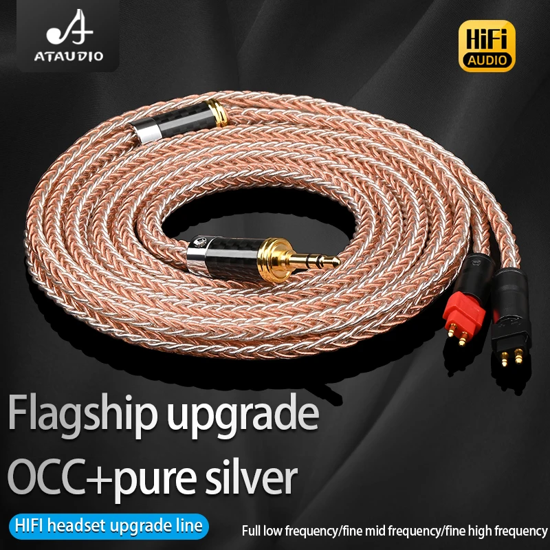 ATAUDIO-cable de audio OCC de 16 núcleos para auriculares, Cable de actualización HIFI plateado, conector gris BlackMMCX/2 pines para TRN Kirin VX pro TA1
