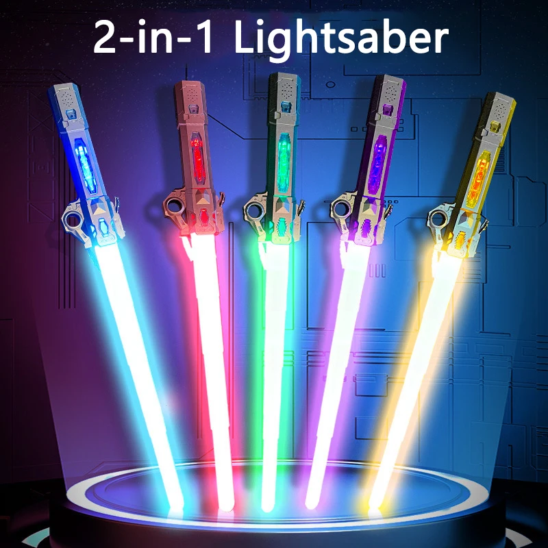 Retractable Lightsaber Laser Sword Rave Flashing Cosplay Weapon Light Stick FX FOC Blaster Battle Toy for Children