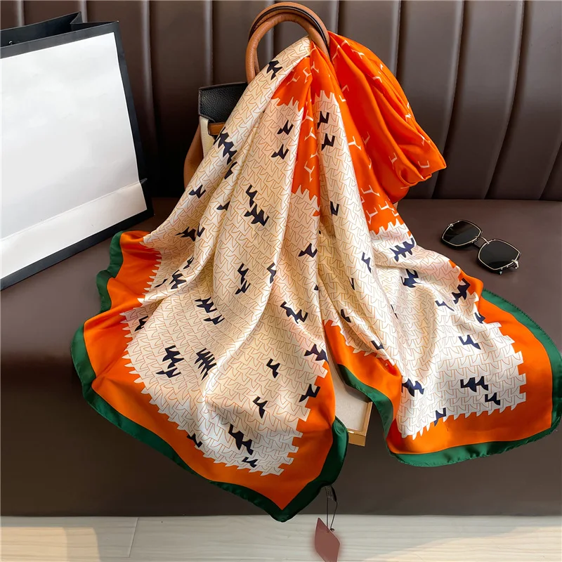 Fashion Luxury Silk Scarf Women Spring Autumn Leopard Print Scarves Wrap Bandanna Foulard Muffler Female Travel Sunscreen Shawl