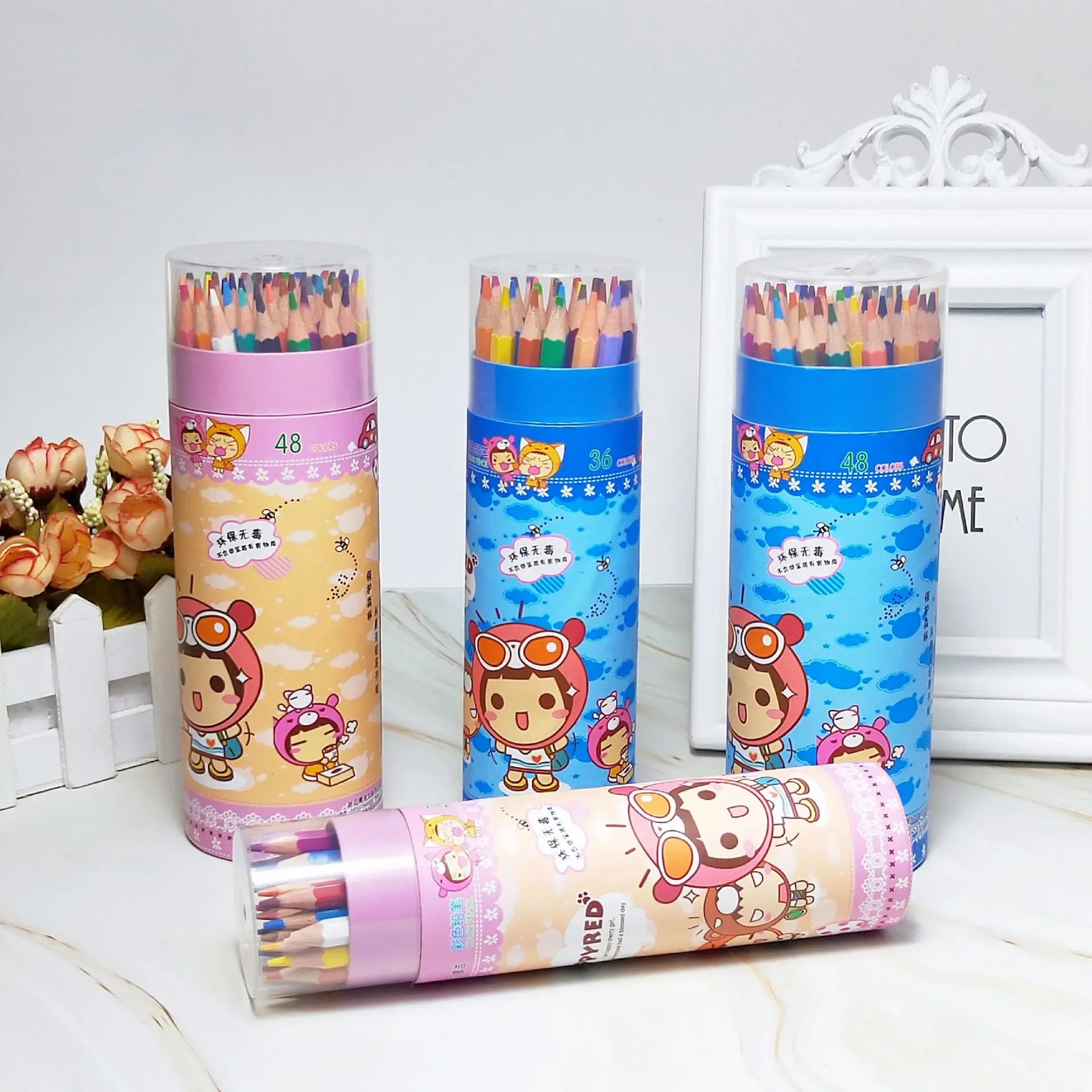 Xinh Xắn 48 Bút Chì Màu Bộ Dành Cho Nghệ Thuật Dụng Cụ Bút Văn Phòng Phẩm Bộ Hoạt Hình Dầu Vẽ Bút Sáp Màu Cho Trẻ Em Tranh Nghệ Thuật nguồn Cung Cấp