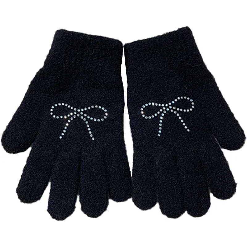 AliExpress Y2K Star Rhinestone Gloves Cute BunnySweet Knitted Winter Warm Thickened Kawaii Cycling Fullfinger Gloves Women JK Accessories