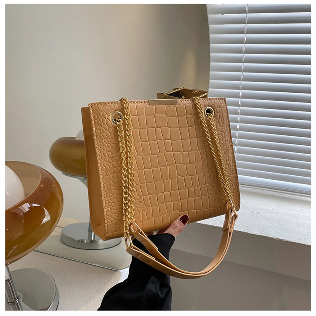 New Crocodile Pattern Square Crossbody Shoulder Bags Luxury PU Leather Female Handbags Chain Solid Color Messenger Bag