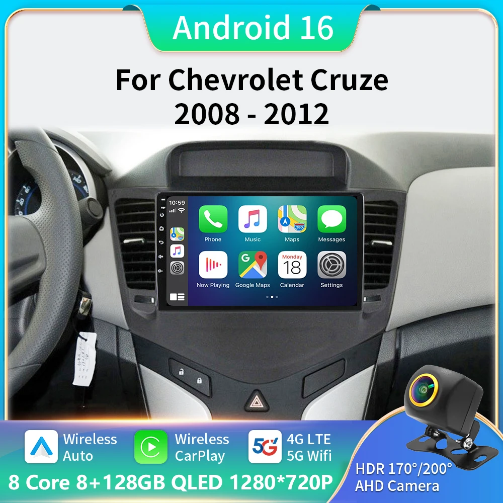 

Car Radio Android 16 For Chevrolet Cruze J300 2008-2014 Multimedia Video Player QLED GPS Navigation Built-in Carplay BT RDS DSP