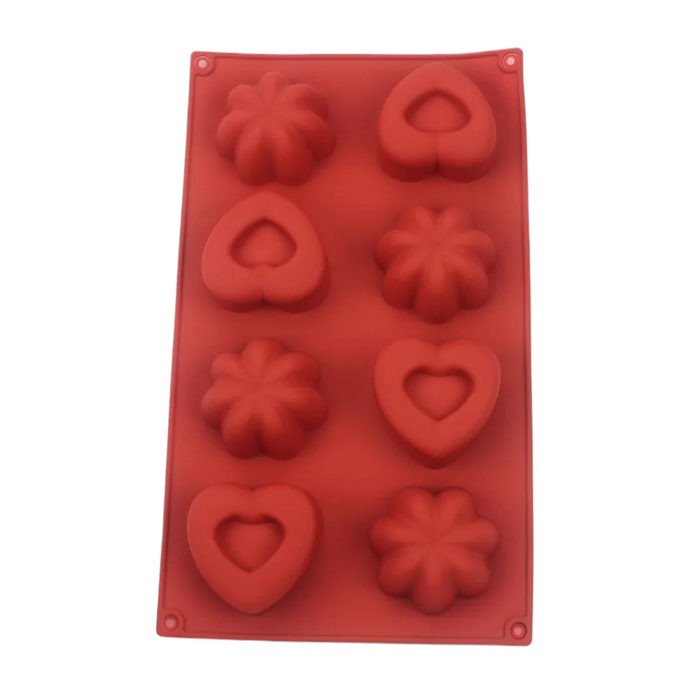 

8 Hole Silicone Cake Mold Double Heart-Shaped Starfish Combination Chocolate Mousse Pastry Jelly Ice Tray Kitchen Baking Tools