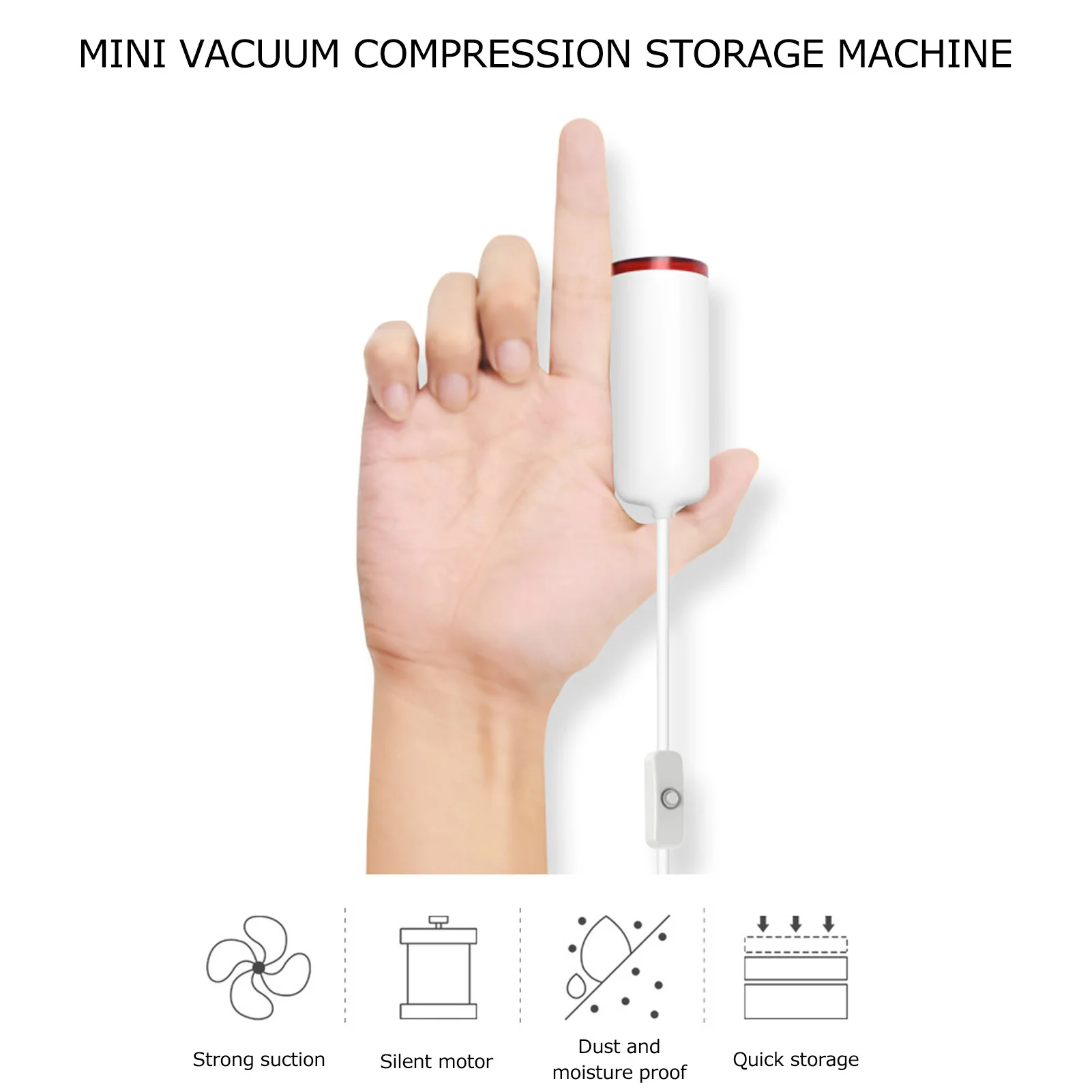 Mini pompe à vide électrique, pompe à vide USB portable blanche, compacte et injuste pour les voyages et le stockage