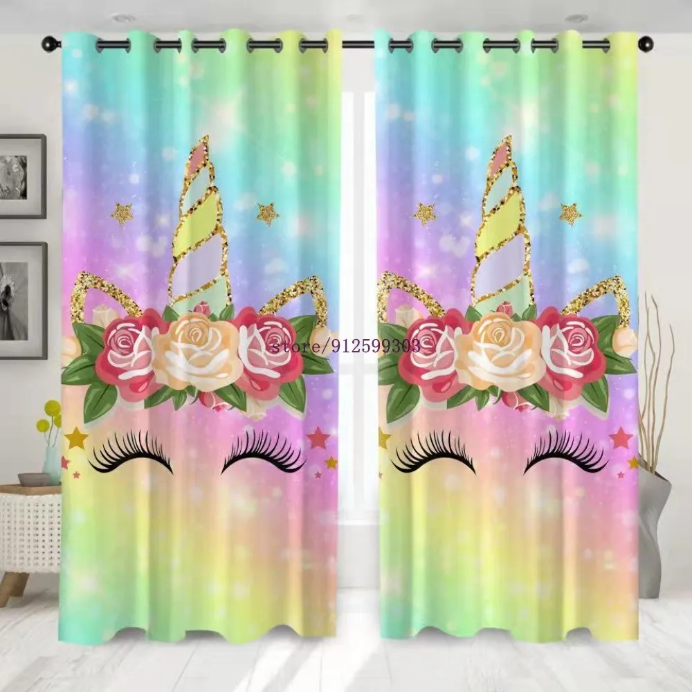 3D Printing Unicorn High Quality Window Curtains Modern Living Room Decoration Curtain for Bedroom Home Decor Blackout Curtains