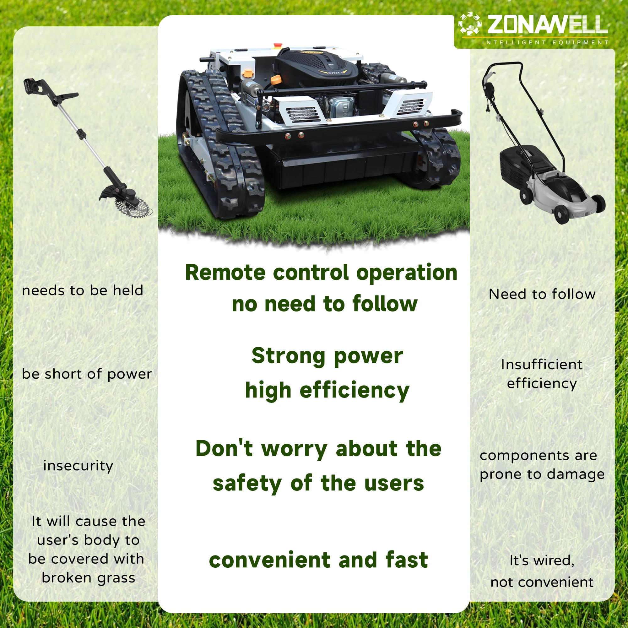 تخصيص التحكم عن بعد جزازة العشب الزاحف 4 السكتة الدماغية التحكم اللاسلكي جزازة العشب روبوت Weeder جرار صفر دوران