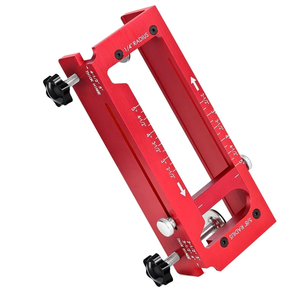 Aluminum Alloy Door Hinge Jig 2.5in-5in Length 1/4in Radius Router Template Kit Square Corner Types 5/8in Radius Hinge Template