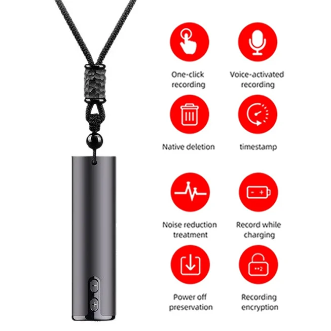 Mini Grabadora Portátil Profesional con Cancelación de Ruido S15 HD, Control de Voz Inteligente, Reproductor MP3 Colgante