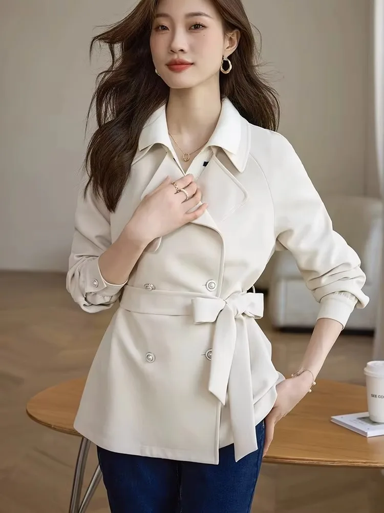 Insozkdg High-end Windbreaker Coat High-end Spring Autumn Double-breasted Suit Casual Coat Office Lady Double-breasted Top Women