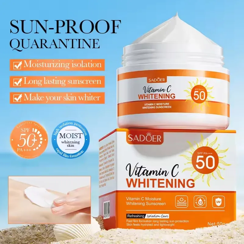 SADOER Facial Body Sunscreen Whitening Sun Cream Sunblock Skin Protective Cream Anti Sun Facial Protection Cream SPF50