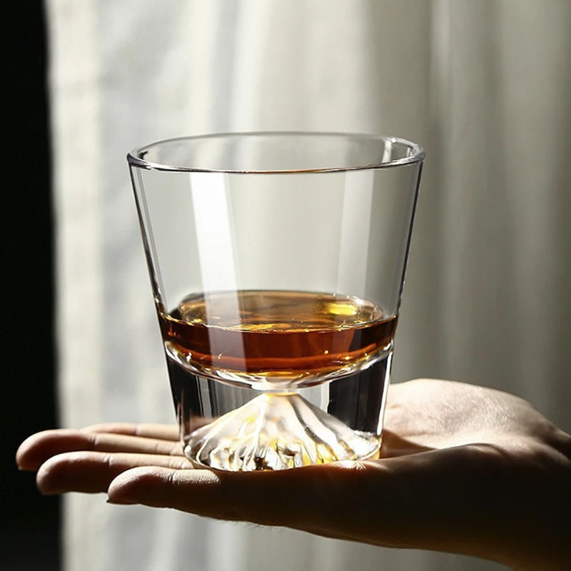 

2pcs Set Wine Glasses Japanese Style Fuji Mountain View Cup Creative Whiskey Cocktail Tea Water Glass Transparent Household Cups