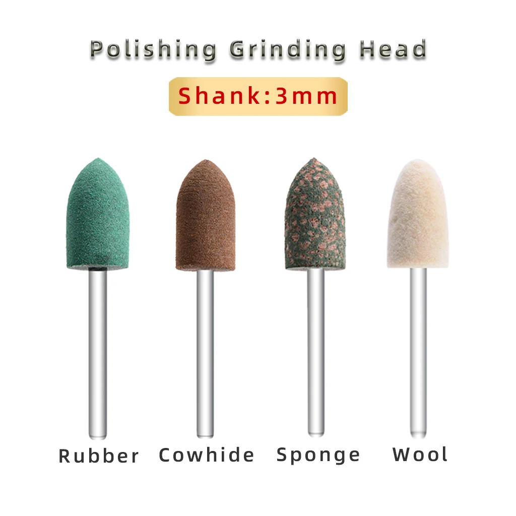 100 PCS Rubber/Sponge/Cowhide/Wool Rubber Mounted Grinding Head Set For Mold Jade Mirror Polishing Dremel Drill Rotary Tools