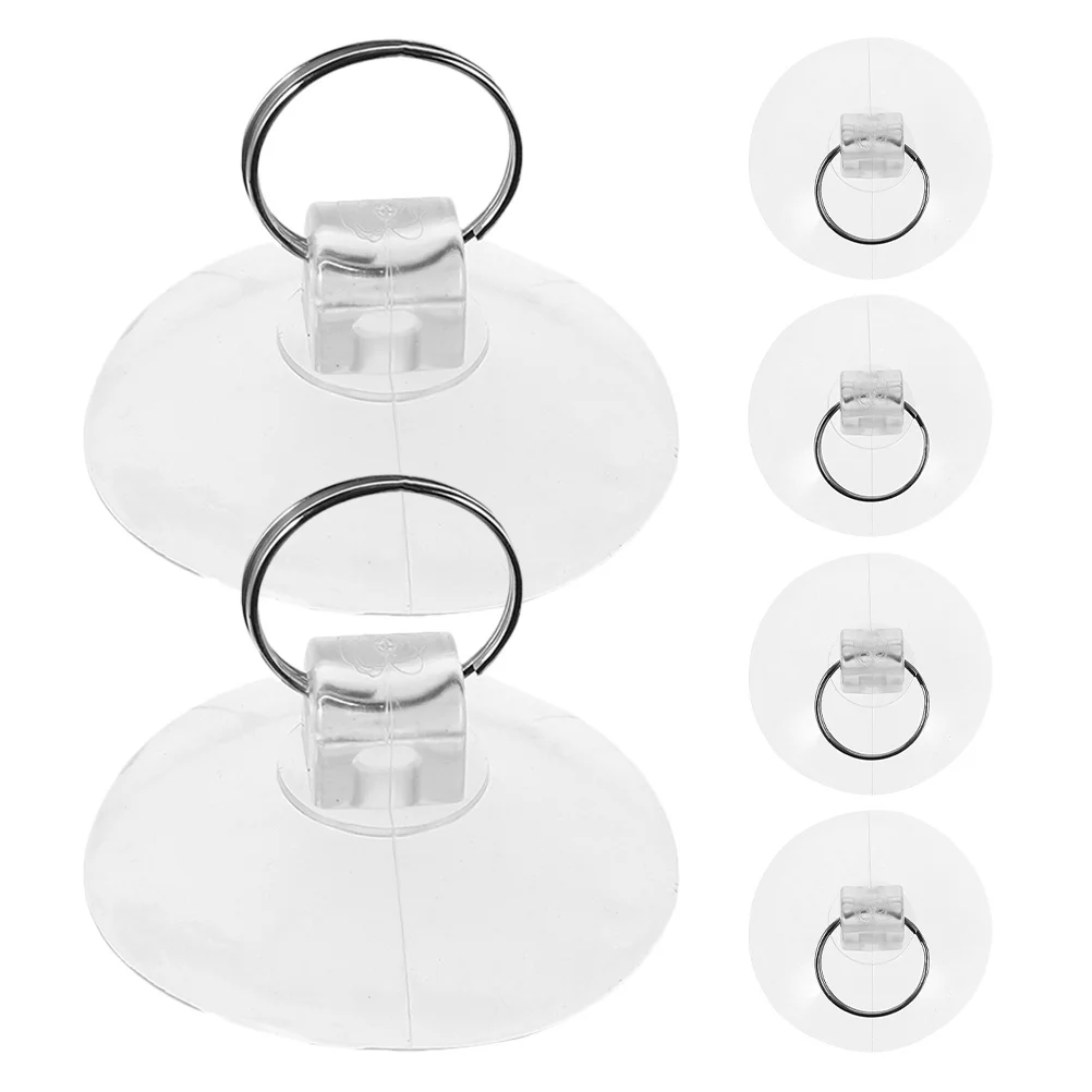 

6Pcs Transparent Suction Cup Hooks with Metal Ring Strong Hold for Glass Tiles Mirrors No Trace Hanging Decorations Home