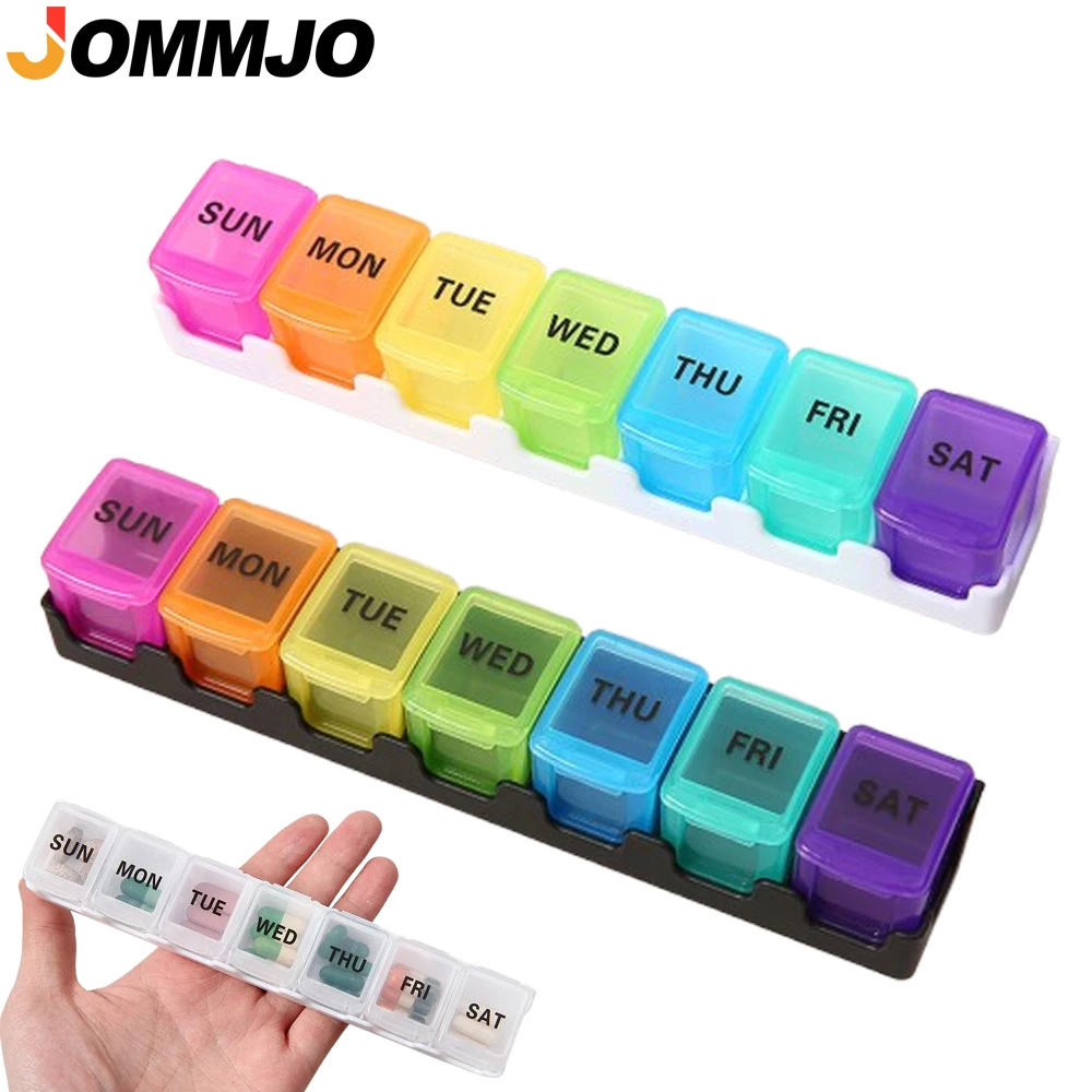 1PCS Small Pill Organizer 7 Day Pill Box 1 Time A Day, Travel Friendly Day Night Vitamin Organizer, Weekly Pill Case Container