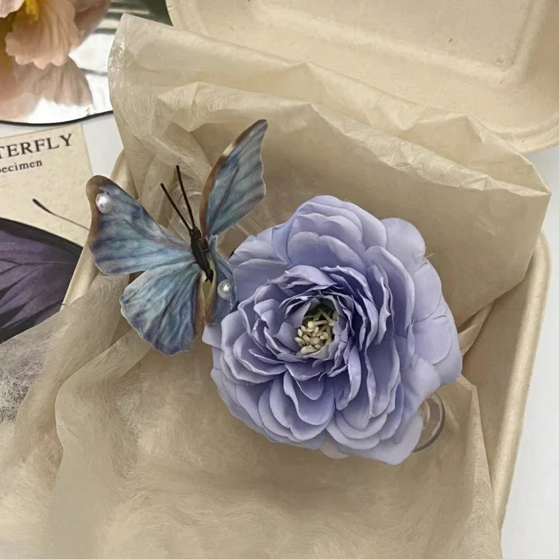 

Simulated Flowers Hair Clips Rhododendron Crab Claw Ponytail Barrette Girl Shark Clip Hair Accessories Valentine Headwear
