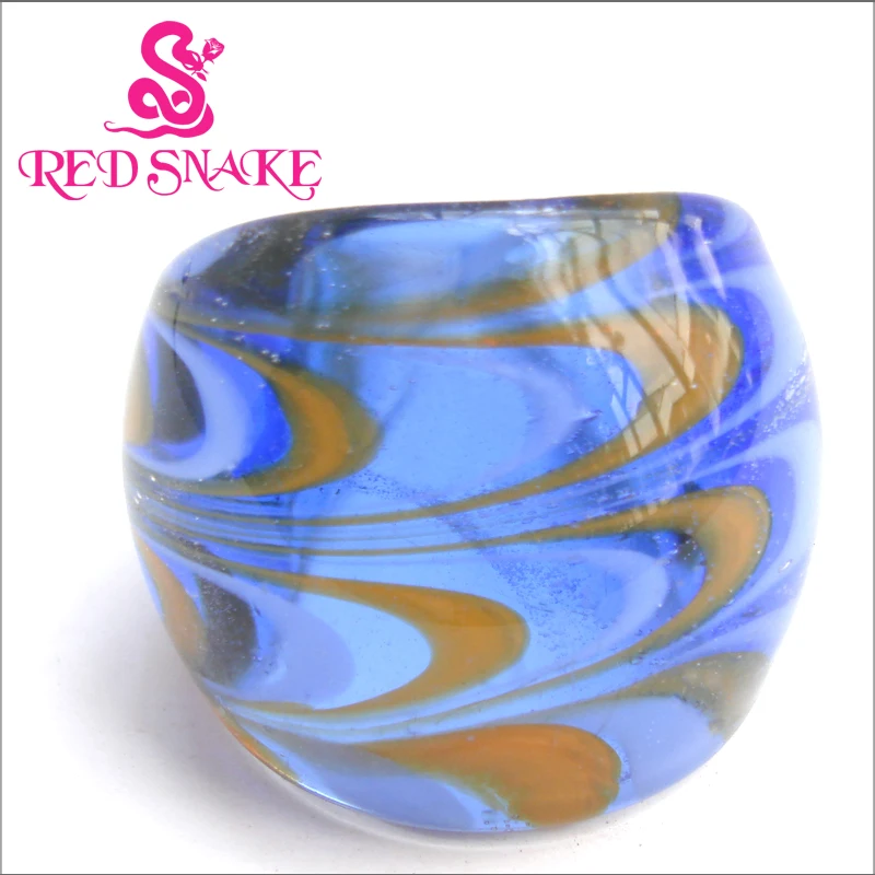

Fashion Handmade with yellow and white Ripples Murano Glass Ring