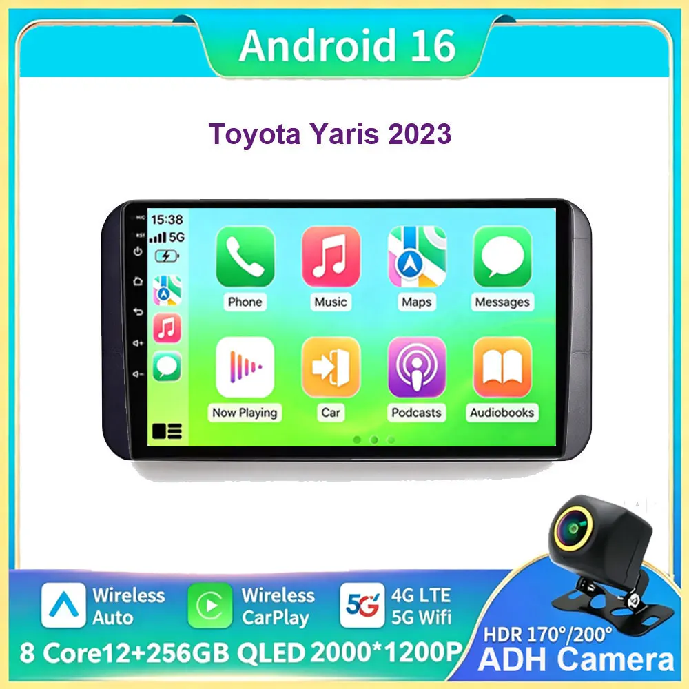 Android 16 Car Radio For Toyota Yaris (with paint finish) Multimedia Player Navigation 4G Wireless Carplay Head Unit Auto Stereo